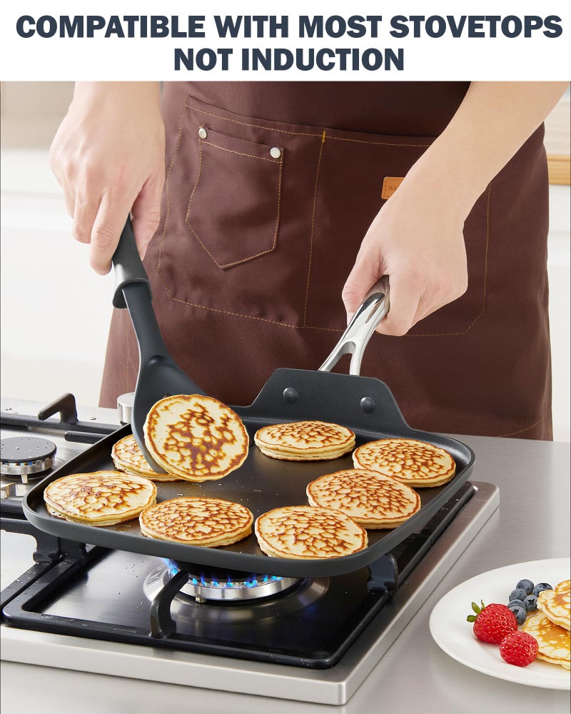 Cooks Standard مقلاة مربعة غير لاصقة من كوكستاندارد 11 × 11 بوصة، أواني طهي مؤكسدة صلبة، سوداء - Image 5
